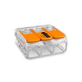 Wago Conector rápido con palanca 3 vías, Ø máximo 4 mm², 450V, 32A, transparente 18.8x18.6x8.4 mm Precio: 1.49999949. SKU: B15RV35RAD