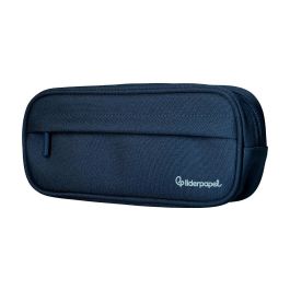 Estuche Portatodo Liderpapel Classic Ovalado 2 Cremalleras Con Bolsillo Delantero 210x90 mm Azul Marino