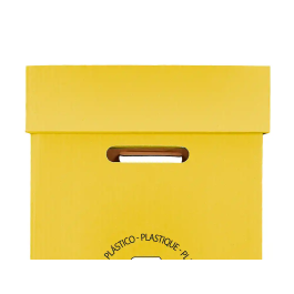 Liderpapel Contenedor Papelera Reciclaje para Envases 70L Amarillo 450x350x650mm Cartón Reciclado