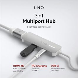 Hub USB Linq Byelements LQ49031 Blanco Gris