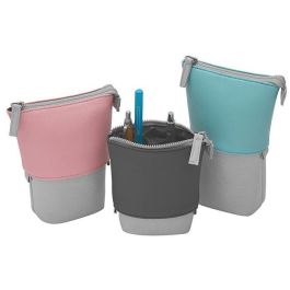 WEDO 242 73009 My Butler - Estuche suave de tela/imitación piel/poliéster, rosa/gris, con cremallera