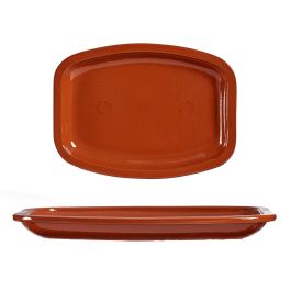 La Dehesa Bandeja Plana Rectangular Barro Refractario Miel 35 x 26 cm (Set de 6)