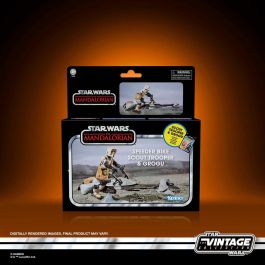 HASBRO Figura Star Wars The Mandalorian: Speeder Bike con Scout Trooper y Grogu 9cm con Accesorios