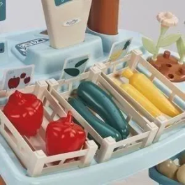 Ecoiffier Puesto de Mercado Eco-Responsable Vert Azur Juguete para Niños a Partir de 18 Meses con Accesorios y Balanza Fabricado en Francia