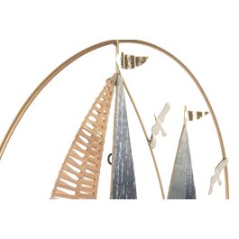 DKD Home Decor Decoracion Pared Mediterraneo Azul Dorado 4 x 60 x 60 cm (2 Unidades)