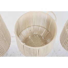 DKD Home Decor Cesta de Almacenamiento y Decoración Multiusos para el Hogar Set de 3 Algodón Metal Beige 38x45x38 cm