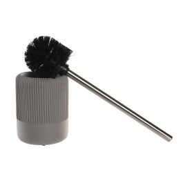 DKD Home Decor Escobillero Scandi Gris Cemento y Acero Inoxidable 11 x 36.5 x 11 cm