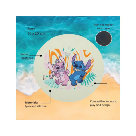 Wondee Alfombrilla de Ratón Redonda Lilo & Stitch con Stitch y Angel, Control Preciso, Antideslizante, Lavable, 200mm