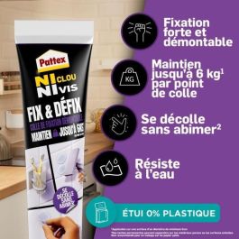 Pattex 2970856 Pegamento Fijador Adhesivo de Montaje Sin Clavos ni Tornillos Fix & Défix, Tubo 44g Pattex 2970856 Pegamento Fijador Adhesivo de Montaje Sin Clavos ni Tornillos Fix & Défix, Tubo 44g