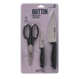 Quttin Set 3 Piezas Cuchillo Chef, Pelador y Tijeras Nero - 35 x 19 x 3 cm (12 Cajas)