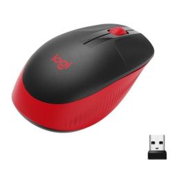 Logitech M190 Ratón Inalámbrico de Tamaño Completo, RF, Diseño Ergonómico para Manos Medianas-Grandes, Rojo, 18 Meses Batería, Seguimiento Preciso