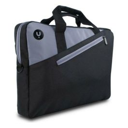 Monray GINGERBLACK14 Maletín Elegante y Funcional Ginger para Portátiles hasta 14" Negro, Nylon Resistente, con Cinta para Trolley y 2 Compartimentos