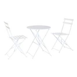 Conjunto de Mesa con 2 Sillas Home ESPRIT Blanco Metal 60 x 60 x 71 cm