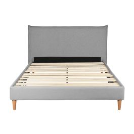 DKD Home Decor Cama Urban de Poliéster y Madera Gris Claro 150x200 (para colchón) 219x108x177 cm (cama)