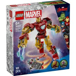 LEGO 76307 Armadura Robótica de Iron Man vs. Ultrón Set LEGO Marvel Construible con 2 Minifiguras y Cañón Disparador Edad +6 Años