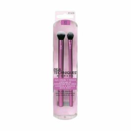 Real Techniques EYE SHADE + BLEND DUO Set de 2 Brochas de Maquillaje para Sombras de Ojos (Base Shadow + Deluxe Crease), Veganas