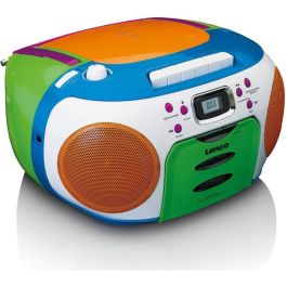 Lenco SCD-971 Reproductor de CD Portátil con Cassette, Radio FM y Pantalla LCD Multicolor