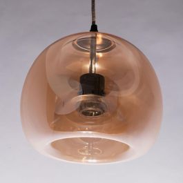 Lámpara Colgante Hialeah SKD-P80005 de Cristal y Metal, Diseño Clásico Años 20 Esférico Azulado, Compatible LED E27