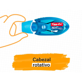Tipp-ex Corrector Cinta Micro Tape Twist 5 mm x 8 mt Cabezal Rotativo Patentado Diseño Moderno Colores Divertidos Supercompacto