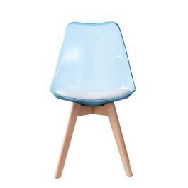 DKD Home Decor Silla de Comedor Urban de Abedul y PVC Azul Blanco, 54x47x81 cm, Altura Asiento 43 cm, Desmontable (4 Unidades)