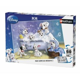 Nathan Puzzle Infantil Los 101 Dálmatas (Escena del Baño) 60 Piezas para Niños +6 Años | Multicolor 36x26 cm