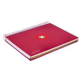 Cuaderno Espiral A5 Micro Antartik Tapa Forrada120H 90 gr Cuadro 5 mm 5 Bandas6 Taladros Color Frambuesa