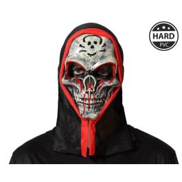 Máscara Calavera Blanca con Detalles Rojos y Capucha Negra para Halloween y Eventos de Terror Precio: 1.49999949. SKU: S1131289