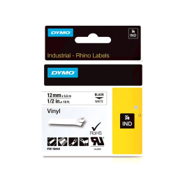 Dymo Cinta de Etiquetas Industrial Adhesiva Id1-12, Negro Sobre Blanco 12 mm