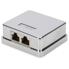 Digitus Caja de Montaje en Superficie CAT 6A para Consolidación, 2x Keystone Blindado, 2 Puertos RJ-45, Plata