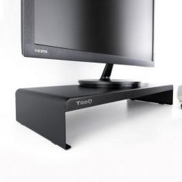 TooQ TQMR0121 Soporte Elevador de Monitor y Portátil Robusto, Capacidad 20kg, Color Negro, con Almohadillas de Silicona Antideslizantes