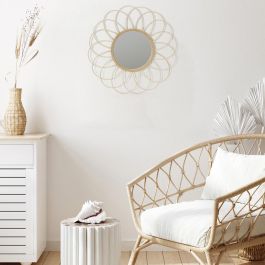 Home Deco Factory Espejo Ratán Forma Rosetón Diámetro 56 cm Natural