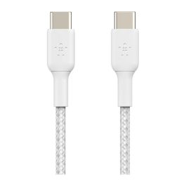 Belkin CAB004BT1MWH Cable Trenzado USB-C a USB-C 1m Blanco, Carga Rápida y Transferencia de Datos