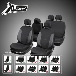XLCOVER AAAQG37655 Fundas para Asientos de Coche Diseño Dividido Compatibles con Airbags Delanteros Traseros Reposacabezas