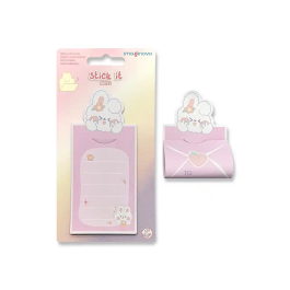 Imaginovo Bloc notas adhesivas conejito rosa 20 hojas 85x164 mm con mensaje trasero