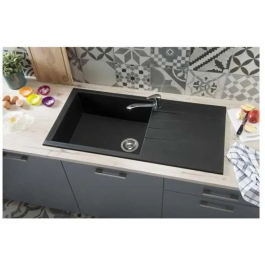 Stradour CUBE Fregadero Construido en SMC, Acabado BLACK STRAW - 06, 1 Bandeja, Dimensiones 100 x 50 cm, Vaciado Manual