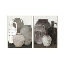 DKD Home Decor Cuadro Oriental con Jarrones Gris y Negro 120 x 90 cm (2 Unidades) en Lienzo y PS Precio: 157.79000039. SKU: B1AVGRA33V