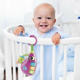 Carotina Baby LIS8008324109890 Sonajero Electrónico Berenjena para Bebés con Melodías, Sonidos de Animales y Mordedores