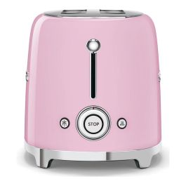 Smeg TSF01PKEU Tostador de 2 Ranuras, Color Rosa Cadillac, 950 W, Función Descongelar y Recalentar, con Bandeja para Migas Extraíble