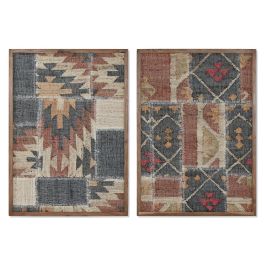 DKD Home Decor Cuadro Indio Kilim de Algodón Azul Rojo 75x3x105 cm (2 Unidades)