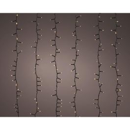 Lumineo Cortina Cascada LED Árbol 480 Luces Oro Suave 2m, IP44 Exterior, 8 Funciones Intermitentes, Temporizador 8h