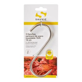 Sauvic Gancho carnicero acero inoxidable 18/8, 14 cm, 5 mm grosor, blíster 3 unidades Precio: 4.49999968. SKU: S7900623
