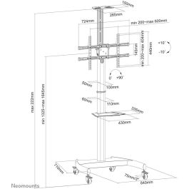 Neomounts PLASMA-M1900E Carro TV móvil para pantallas de 37-70" (94-178 cm), soporta hasta 50 kg, giratorio 90°, altura ajustable
