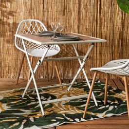 Home Deco Factory Mesa Bcn Blanca 70x70 Metal Vidrio Templado