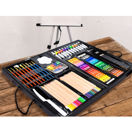 Daler rowney Set de Pinturas 163 Piezas con Caballete de Aluminio Plegable para Artistas Principiantes y Experimentados, Maletín Portátil