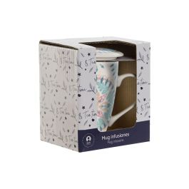 Mug Infusiones Mediterraneo DKD Home Decor Blanco Azul 6 x 10.5 x 8.3 cm (2 Unidades)