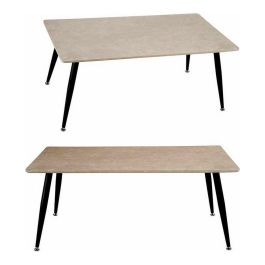 Mesa de centro efecto piedra Giftdecor 60x110x45 cm, DM, melamina, metal, blanco/negro Mesa de centro efecto piedra Giftdecor 60x110x45 cm, DM, melamina, metal, blanco/negro