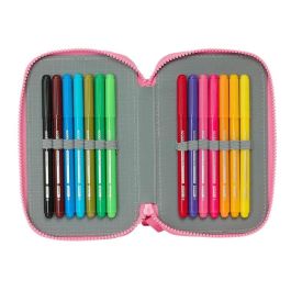 Plumier Doble Moos Flores Multicolor 12.5 x 19.5 x 4 cm 28 piezas