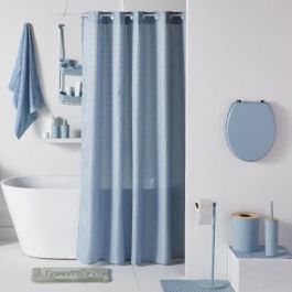Cortina de ducha con diseño de gofres - Azul - Poliéster - 180 x 200 cm - 12 ganchos - UTILITY - TODAY
