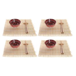 DKD Home Decor Set Sushi Oriental Fucsia 16 Piezas Bambú y Gres Apto Lavavajillas y Microondas 14.5x14.5x31 cm