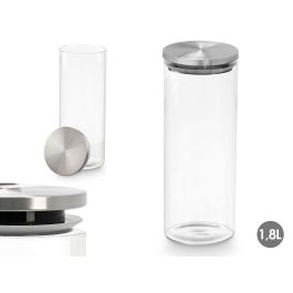 Vivalto Tarro Redondo Borosilicato 1,8 L Tapa Acero Transparente y Plata 10.2x26x10.2 cm (12 Unidades) Precio: 44.5000006. SKU: B1BX6LZ7Z6